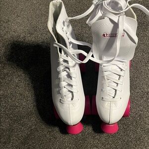 Chic White and Pink Women's Roller Skates